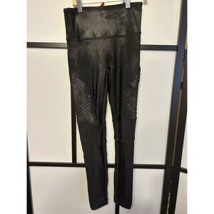 Spanx Black Moto Faux Leather Shaping Slimming Leggings Women Sz Medium